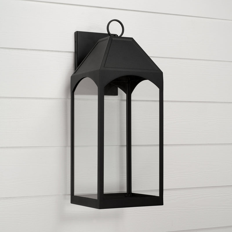 Capital Lighting 946341BK-GL One Light Outdoor Wall Lantern, Black