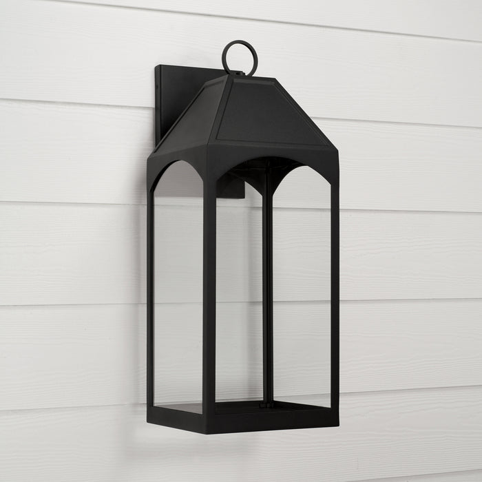 Capital Lighting 946341BK-GL One Light Outdoor Wall Lantern, Black