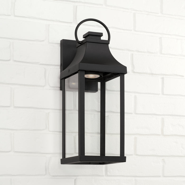 Capital Lighting 946411BK-GL One Light Outdoor Wall Lantern, Black