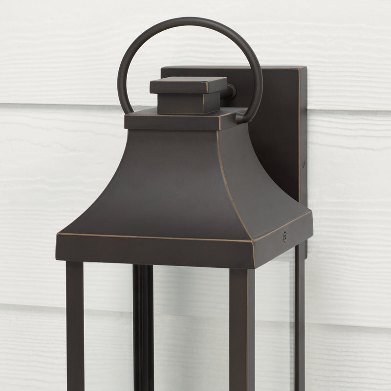 Capital Lighting 946411OZ-GL One Light Outdoor Wall Lantern, Oiled Bronze