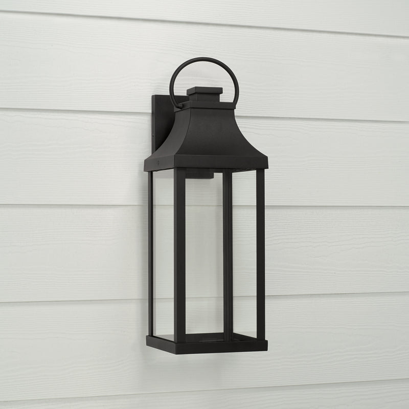 Capital Lighting 946421BK-GL One Light Outdoor Wall Lantern, Black