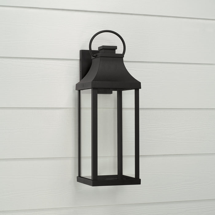 Capital Lighting 946421BK-GL One Light Outdoor Wall Lantern, Black