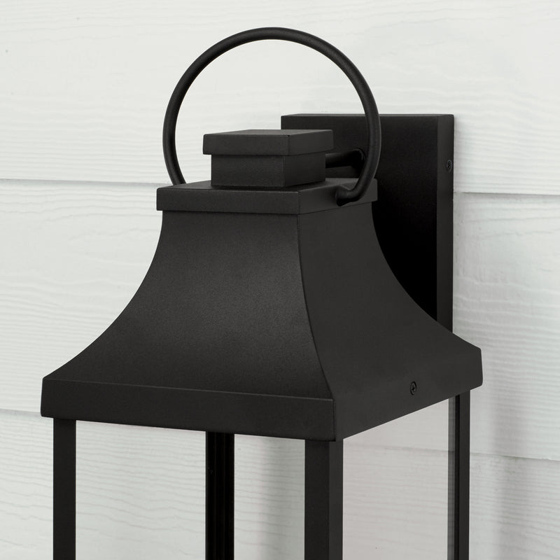 Capital Lighting 946431BK-GL One Light Outdoor Wall Lantern, Black