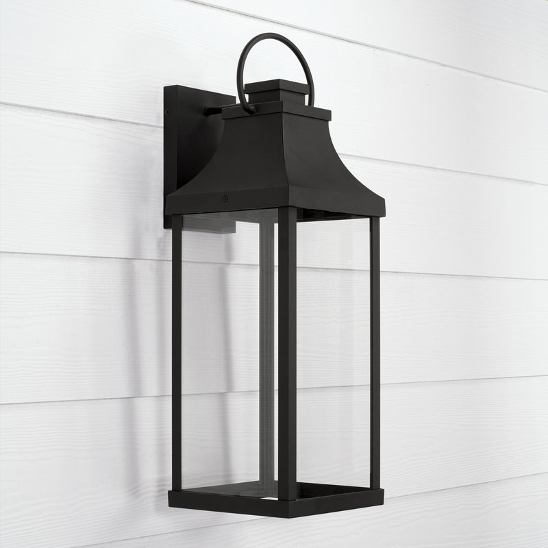 Capital Lighting 946431BK-GL One Light Outdoor Wall Lantern, Black