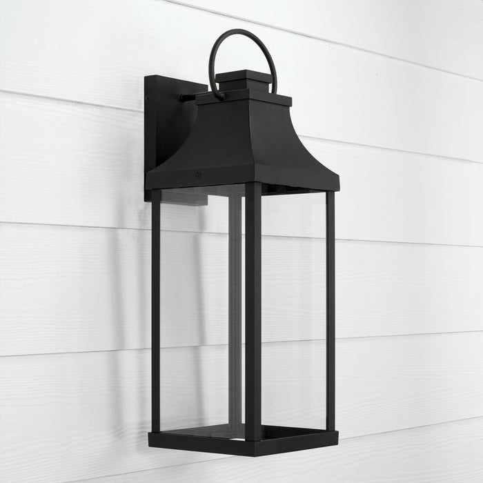Capital Lighting 946431BK-GL One Light Outdoor Wall Lantern, Black