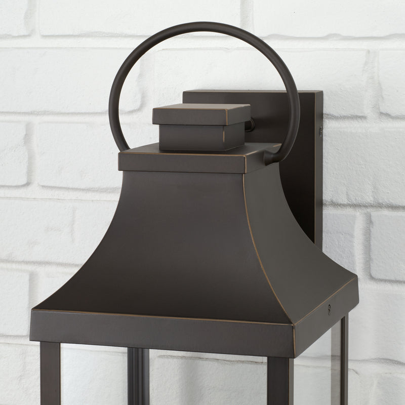 Capital Lighting 946431OZ-GL One Light Outdoor Wall Lantern, Oiled Bronze