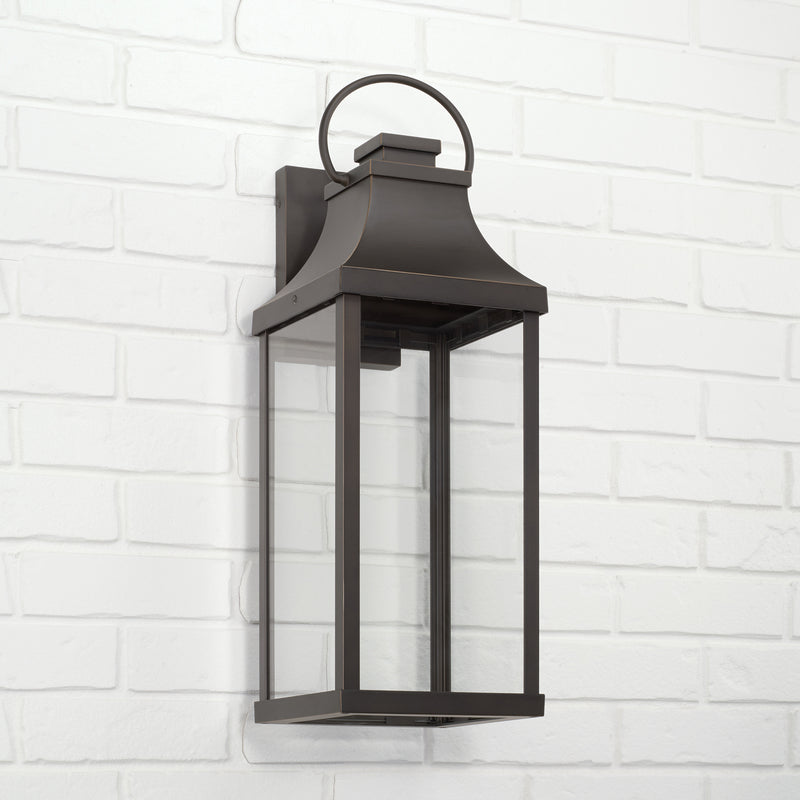 Capital Lighting 946431OZ-GL One Light Outdoor Wall Lantern, Oiled Bronze