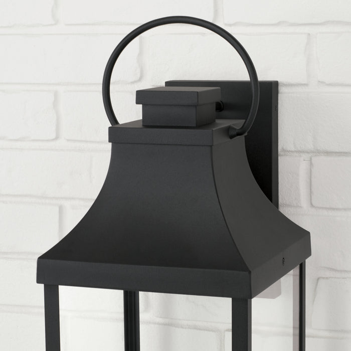 Capital Lighting 946441BK-GL One Light Outdoor Wall Lantern, Black