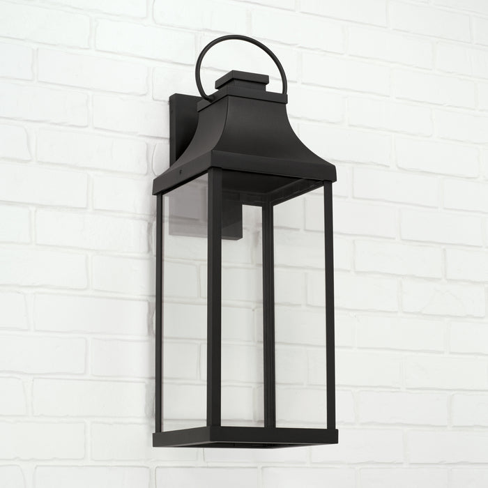Capital Lighting 946441BK-GL One Light Outdoor Wall Lantern, Black