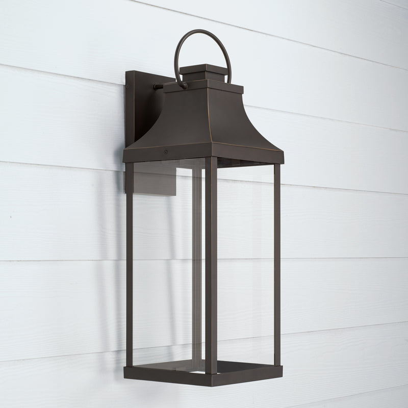Capital Lighting 946441OZ-GL One Light Outdoor Wall Lantern, Oiled Bronze