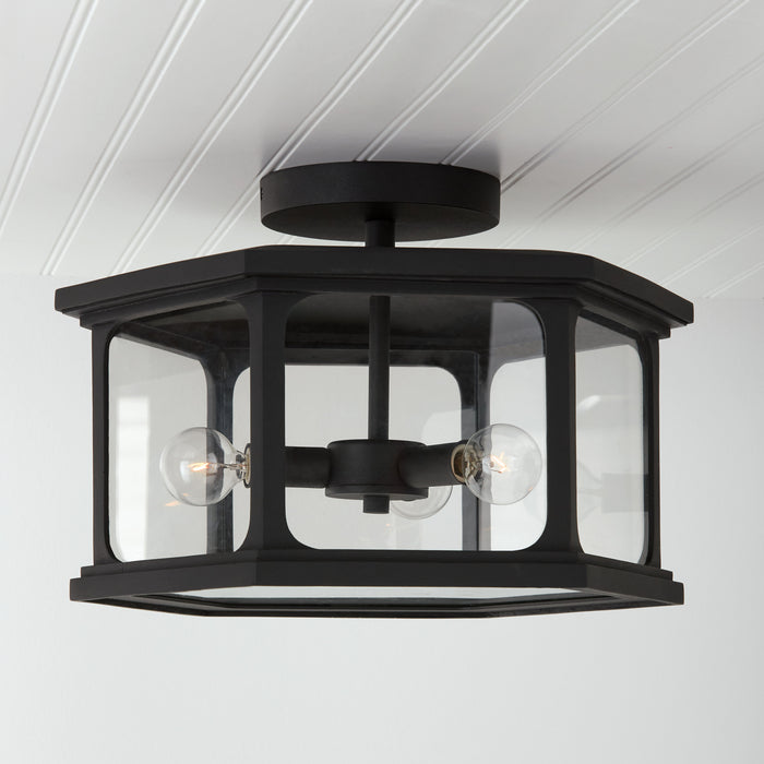 Capital Lighting 946632BK Three Light Outdoor Semi Flush Mount, Black