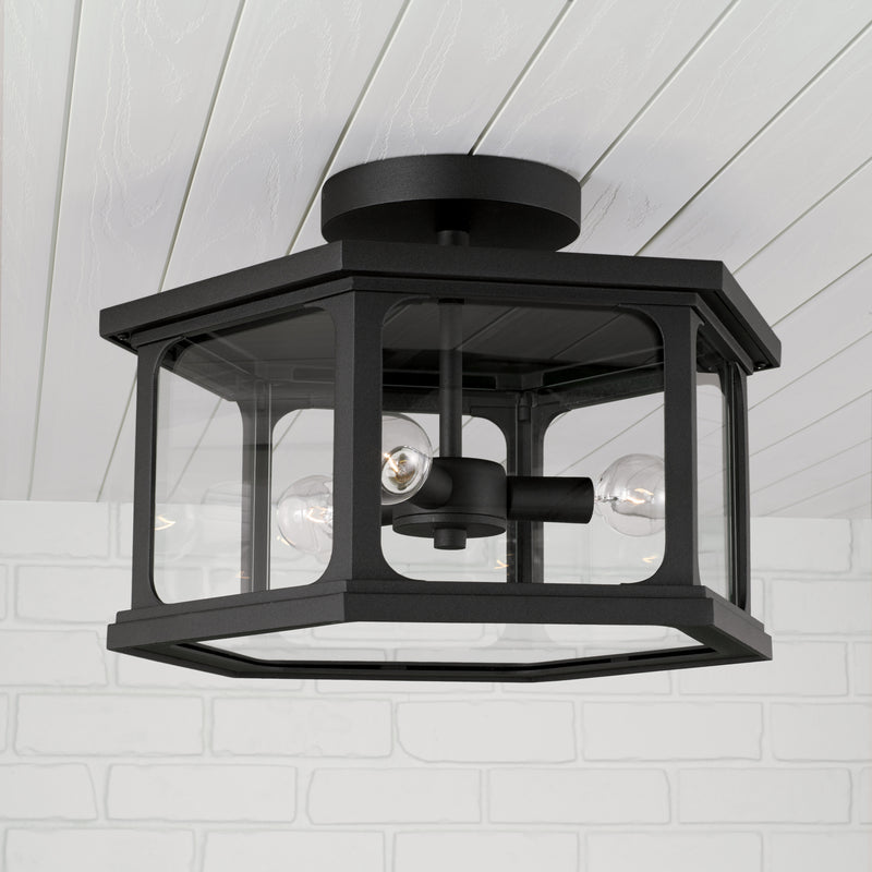 Capital Lighting 946632BK Three Light Outdoor Semi Flush Mount, Black