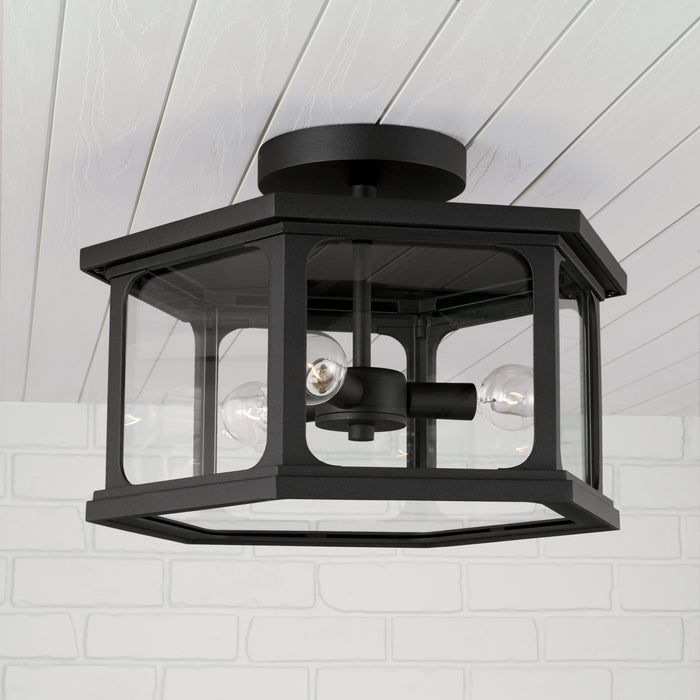 Capital Lighting 946632BK Three Light Outdoor Semi Flush Mount, Black