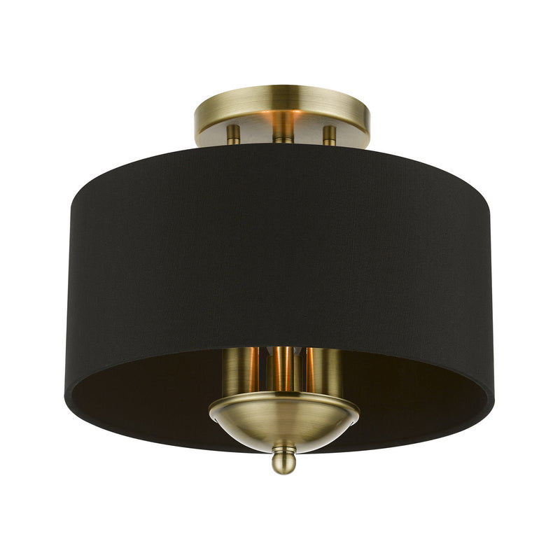 Livex Lighting 40111-01 Three Light Semi-Flush Mount, Antique Brass