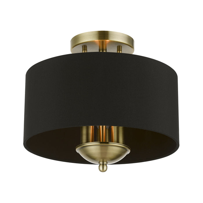 Livex Lighting 40111-01 Three Light Semi-Flush Mount, Antique Brass