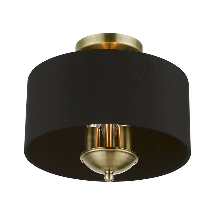 Livex Lighting 40111-01 Three Light Semi-Flush Mount, Antique Brass