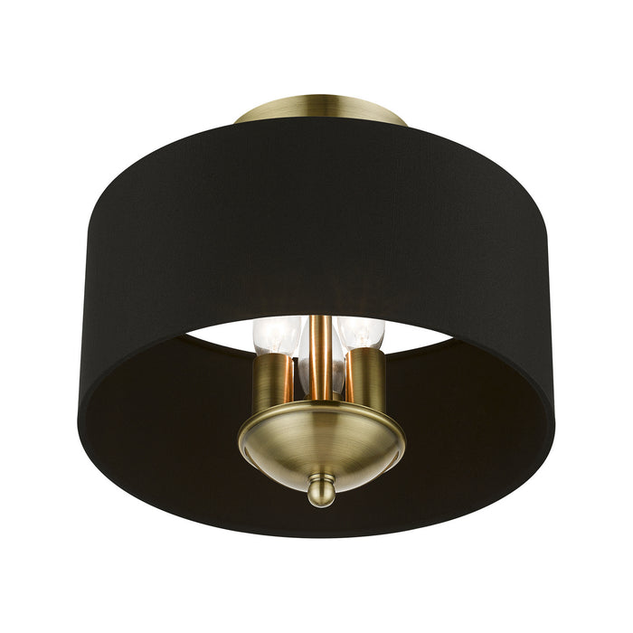 Livex Lighting 40111-01 Three Light Semi-Flush Mount, Antique Brass