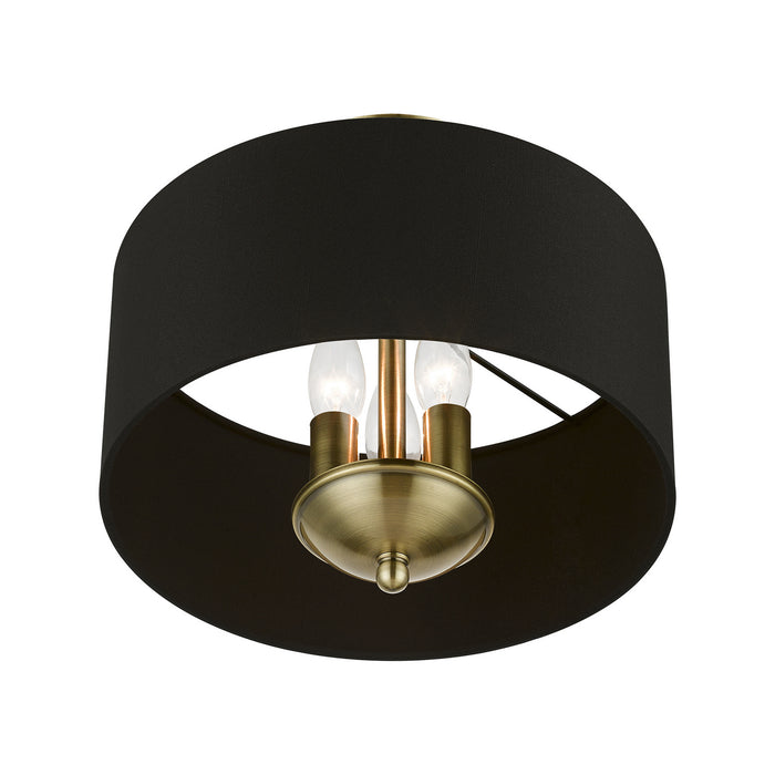 Livex Lighting 40111-01 Three Light Semi-Flush Mount, Antique Brass