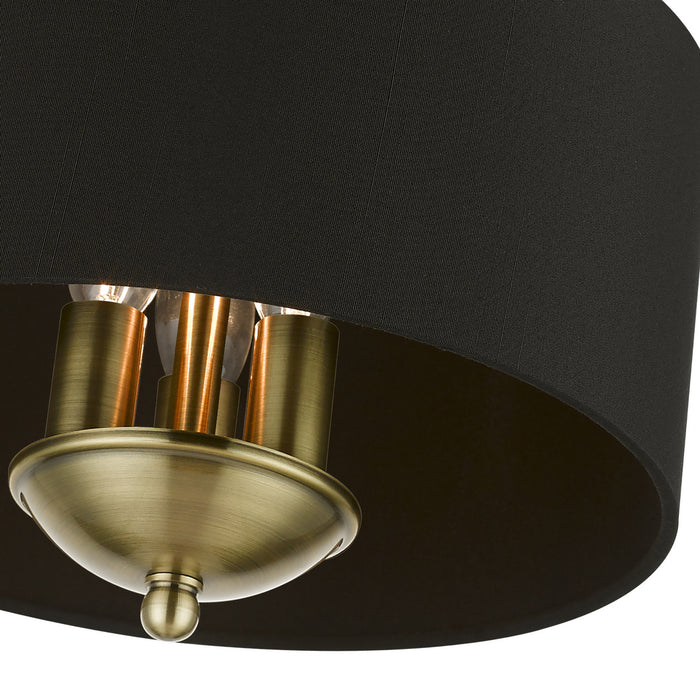 Livex Lighting 40111-01 Three Light Semi-Flush Mount, Antique Brass