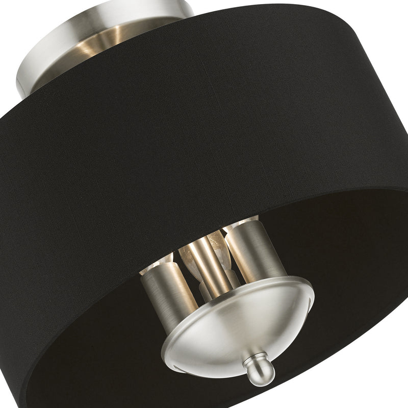Livex Lighting 40111-91 Three Light Semi-Flush Mount, Brushed Nickel