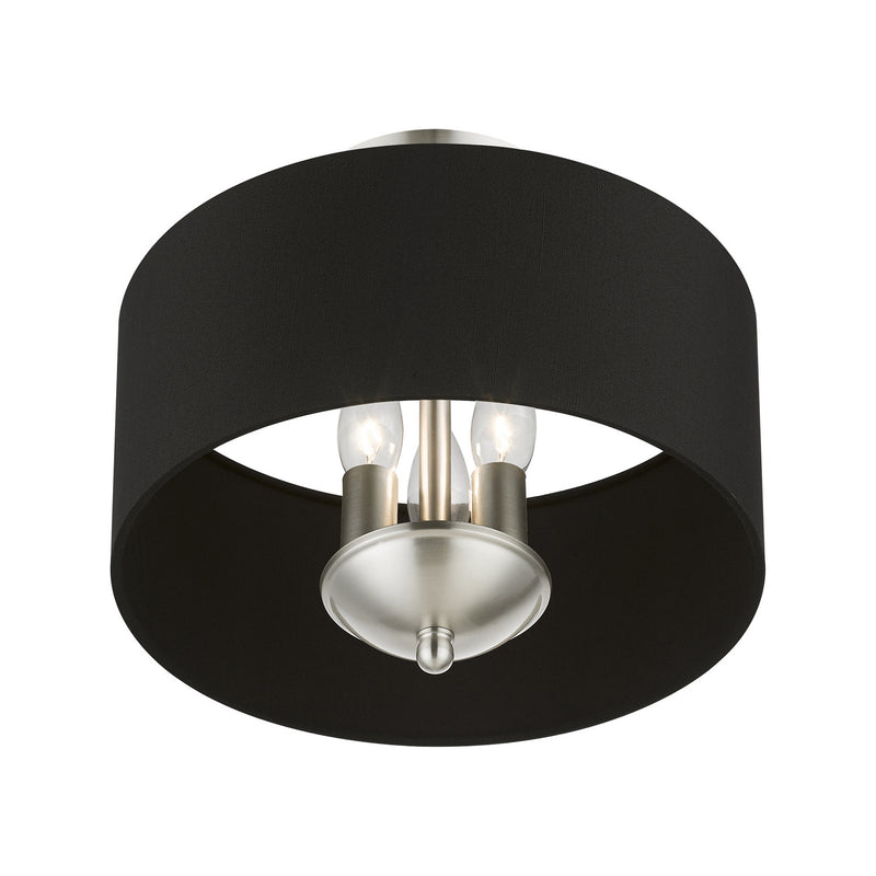 Livex Lighting 40111-91 Three Light Semi-Flush Mount, Brushed Nickel
