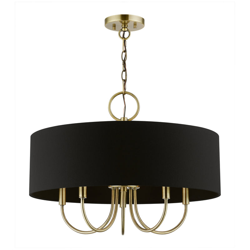 Livex Lighting 40115-01 Five Light Pendant, Antique Brass