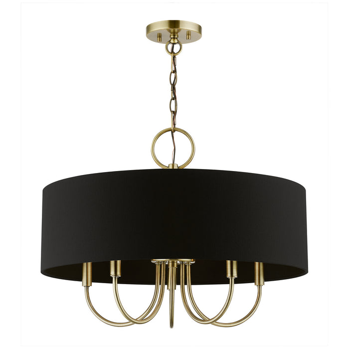 Livex Lighting 40115-01 Five Light Pendant, Antique Brass