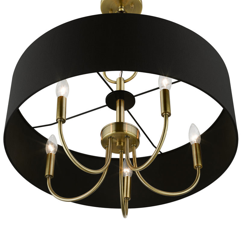 Livex Lighting 40115-01 Five Light Pendant, Antique Brass
