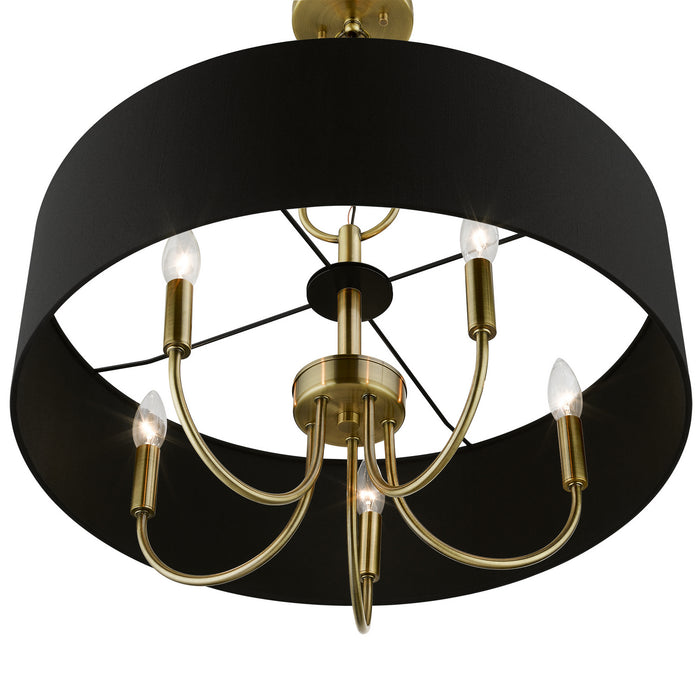 Livex Lighting 40115-01 Five Light Pendant, Antique Brass