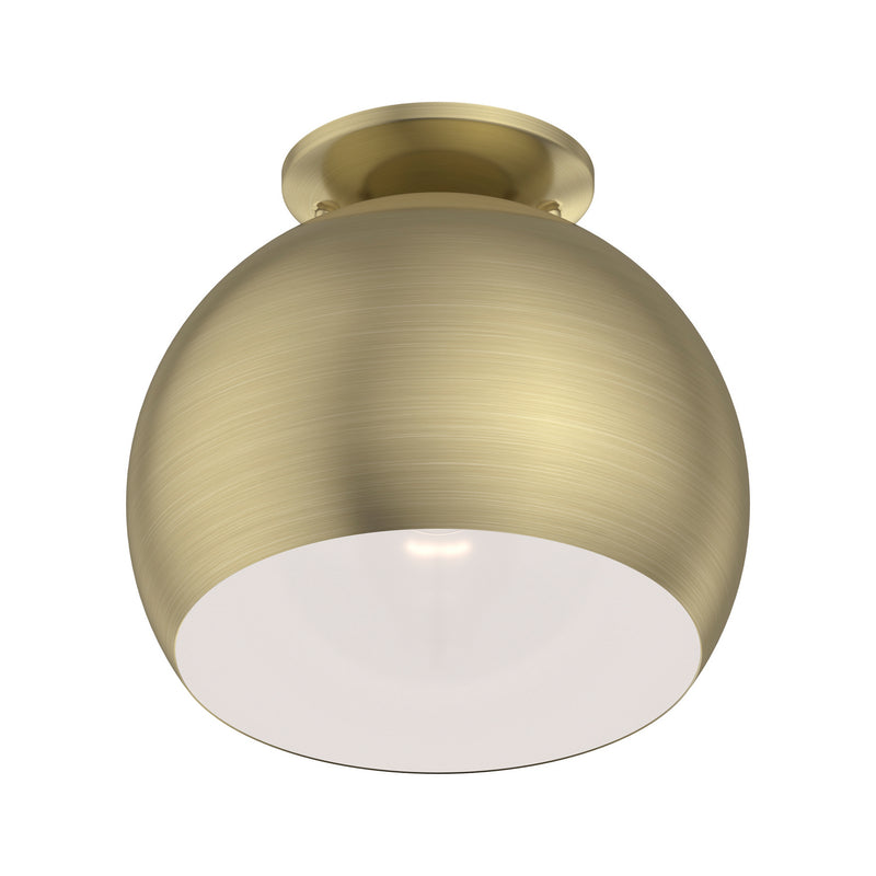 Livex Lighting 40800-01 One Light Flush Mount, Antique Brass