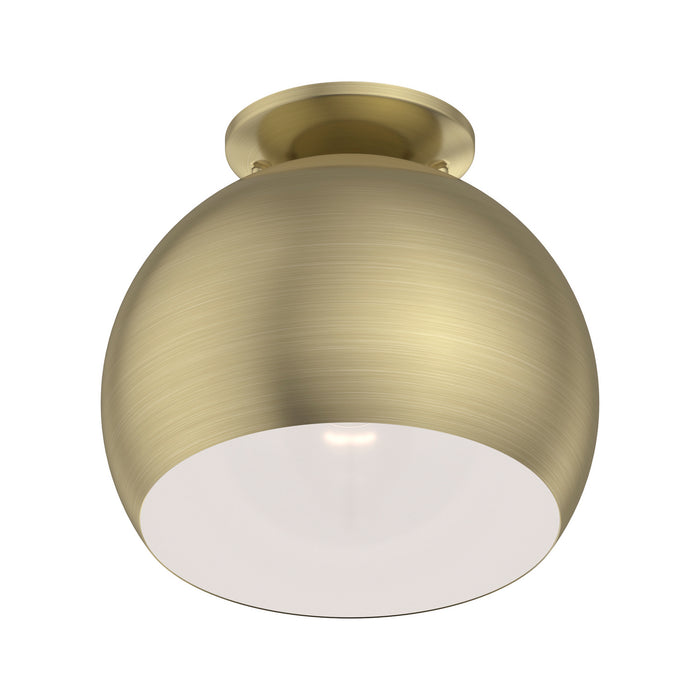 Livex Lighting 40800-01 One Light Flush Mount, Antique Brass