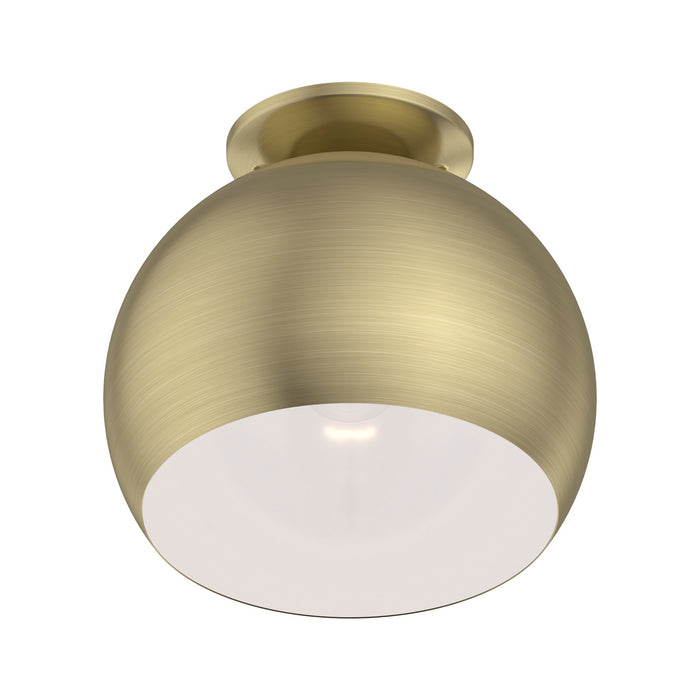 Livex Lighting 40800-01 One Light Flush Mount, Antique Brass