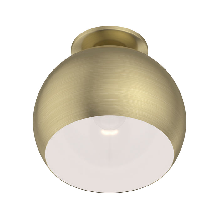 Livex Lighting 40800-01 One Light Flush Mount, Antique Brass