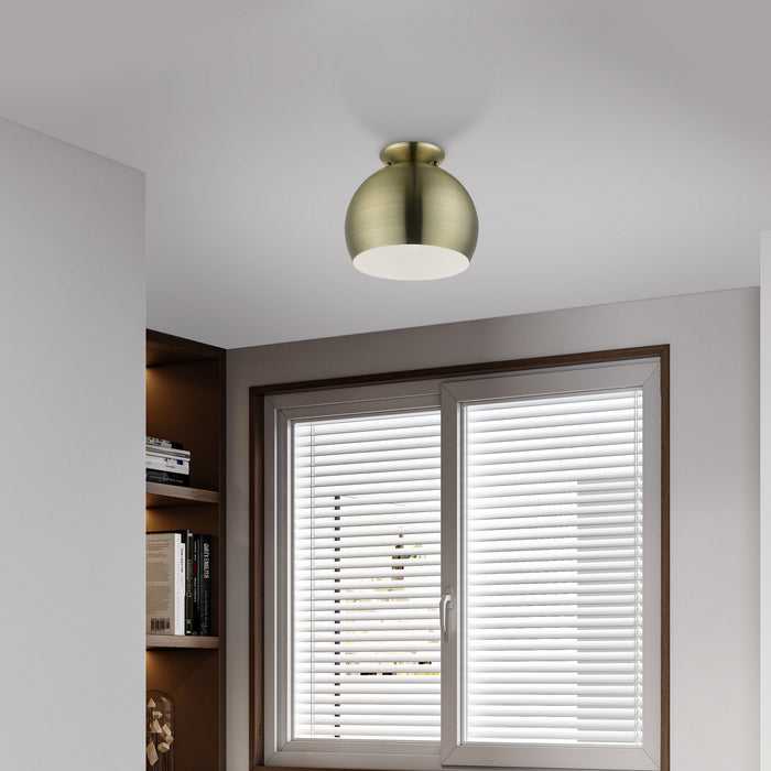Livex Lighting 40800-01 One Light Flush Mount, Antique Brass