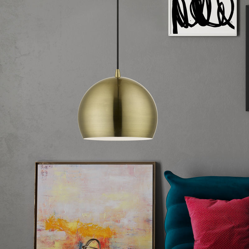 Livex Lighting 40801-01 One Light Pendant, Antique Brass