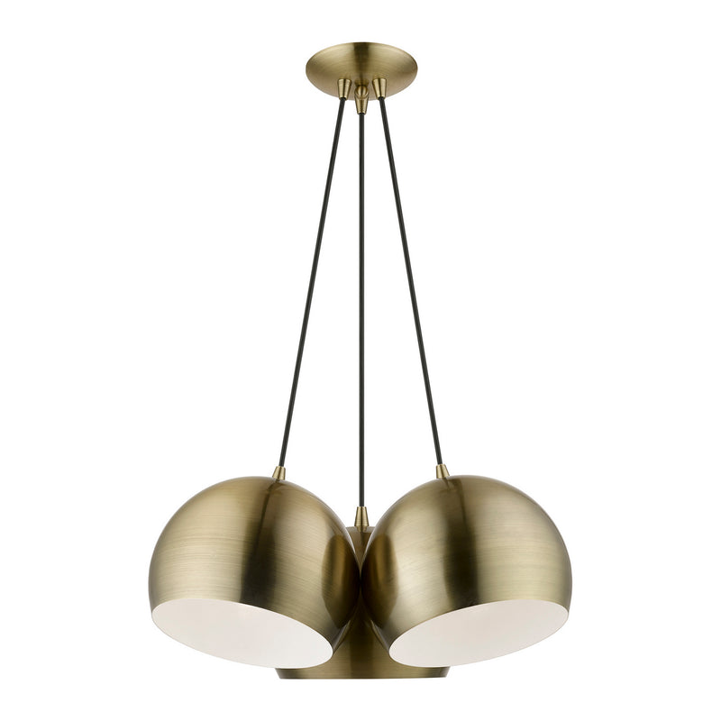 Livex Lighting 40803-01 Three Light Pendant, Antique Brass