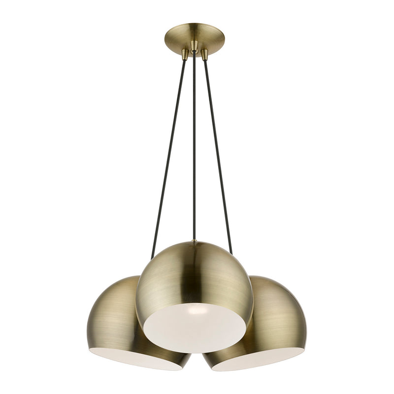 Livex Lighting 40803-01 Three Light Pendant, Antique Brass