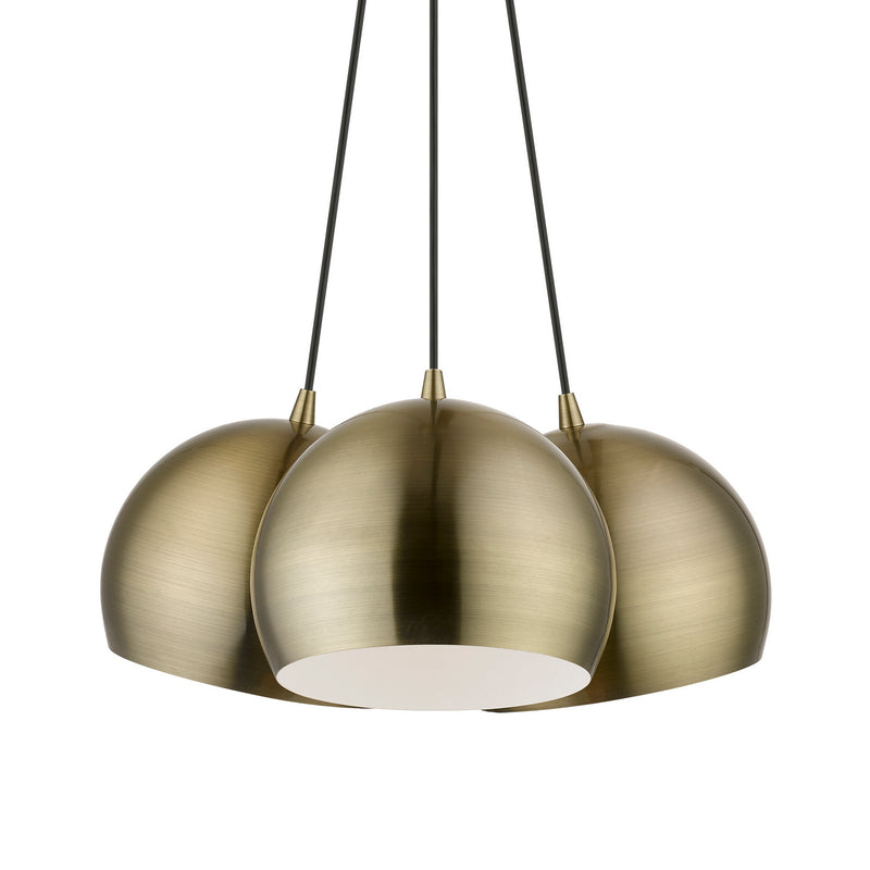 Livex Lighting 40803-01 Three Light Pendant, Antique Brass
