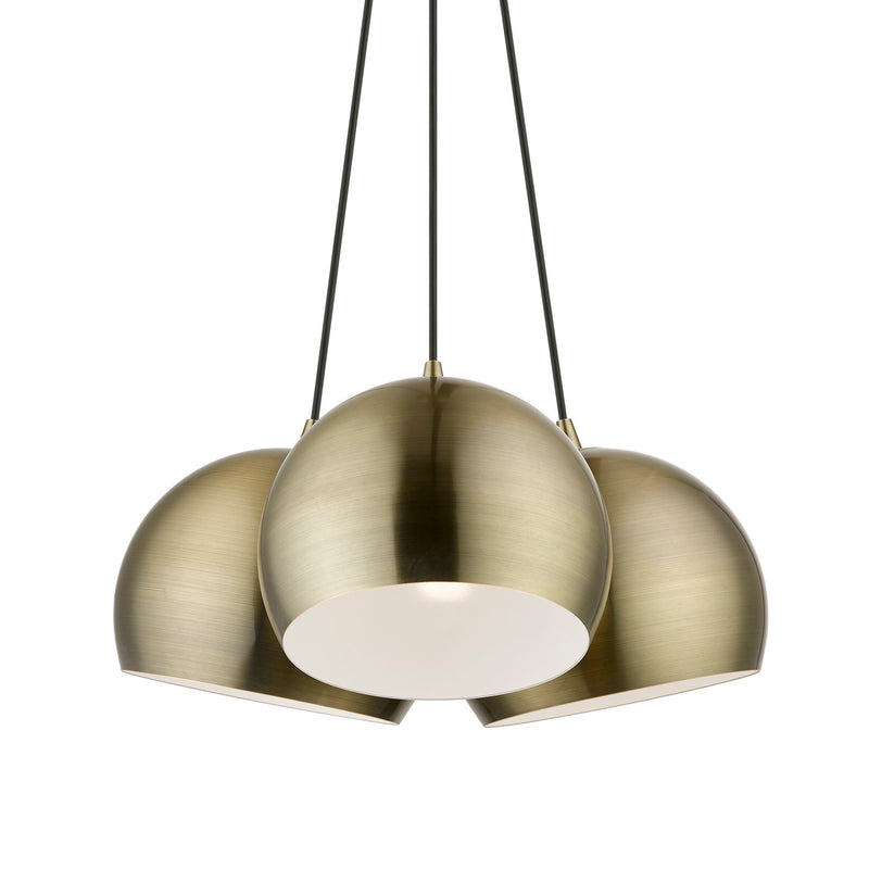 Livex Lighting 40803-01 Three Light Pendant, Antique Brass