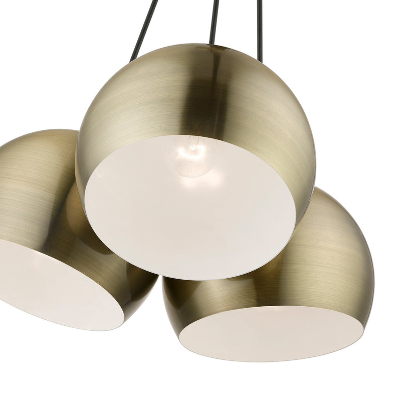 Livex Lighting 40803-01 Three Light Pendant, Antique Brass