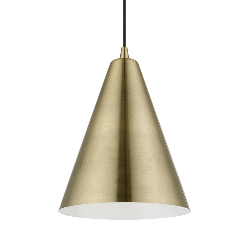 Livex Lighting 40852-01 One Light Pendant, Antique Brass