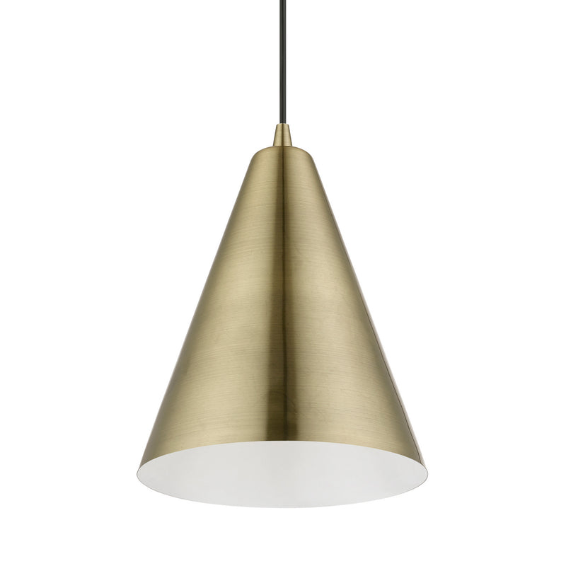Livex Lighting 40852-01 One Light Pendant, Antique Brass