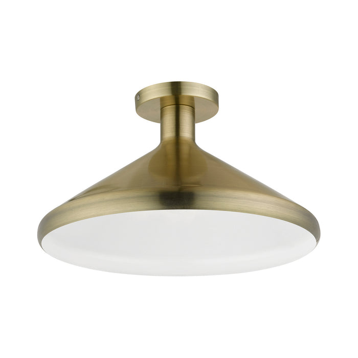 Livex Lighting 40950-01 One Light Semi-Flush Mount, Antique Brass