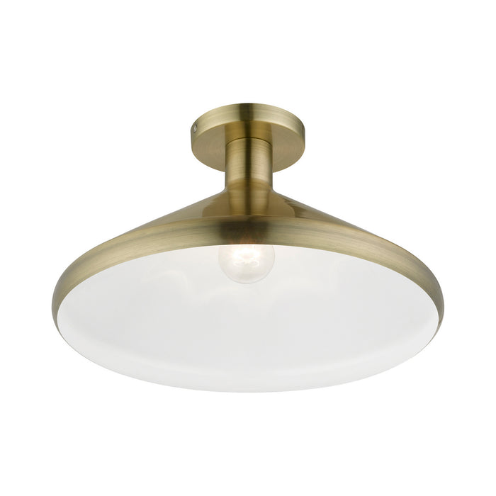Livex Lighting 40950-01 One Light Semi-Flush Mount, Antique Brass