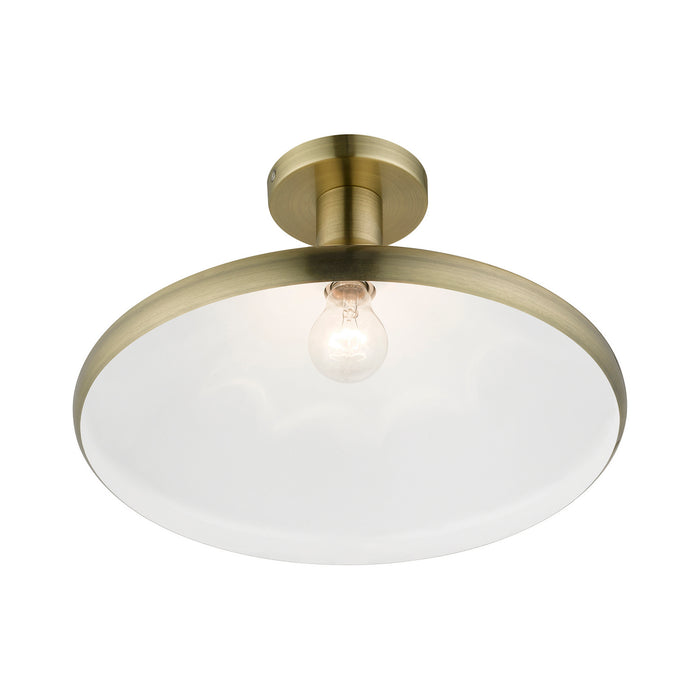 Livex Lighting 40950-01 One Light Semi-Flush Mount, Antique Brass