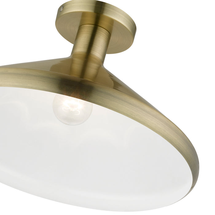Livex Lighting 40950-01 One Light Semi-Flush Mount, Antique Brass