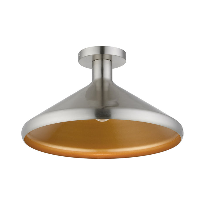 Livex Lighting 40950-91 One Light Semi-Flush Mount, Brushed Nickel
