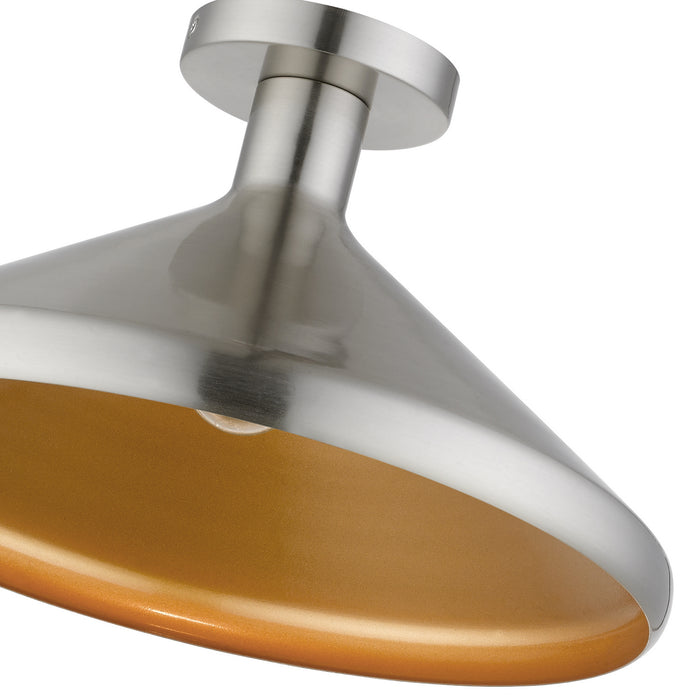 Livex Lighting 40950-91 One Light Semi-Flush Mount, Brushed Nickel
