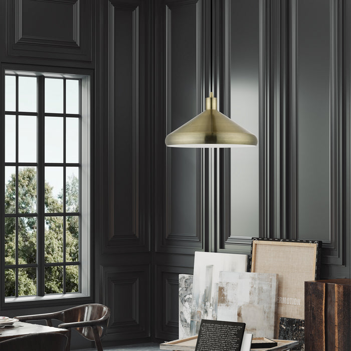 Livex Lighting 40953-01 One Light Pendant, Antique Brass