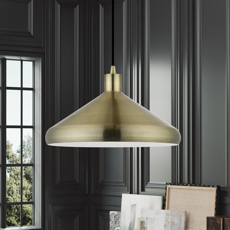 Livex Lighting 40953-01 One Light Pendant, Antique Brass